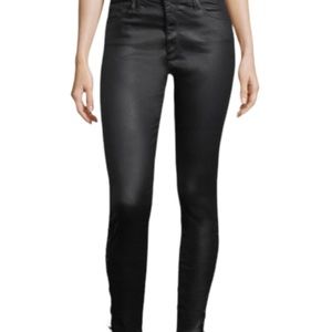 AG Farrah High Rise Ankle Skinny Coated Leatherette Side Lace black, Size 28